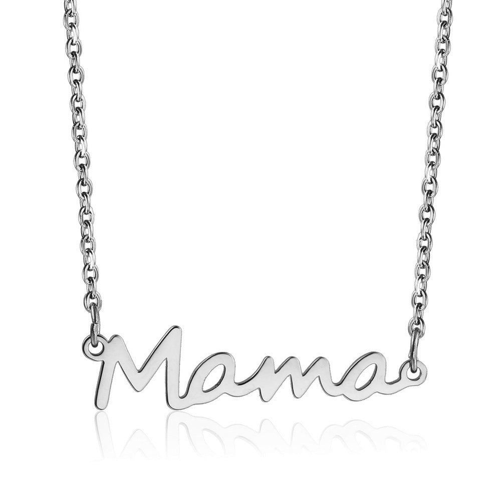Wholesale Necklaces Titanium Steel Mama Letters Mother's Day Collection MOQ≥2 JWE-NE-HaiP001