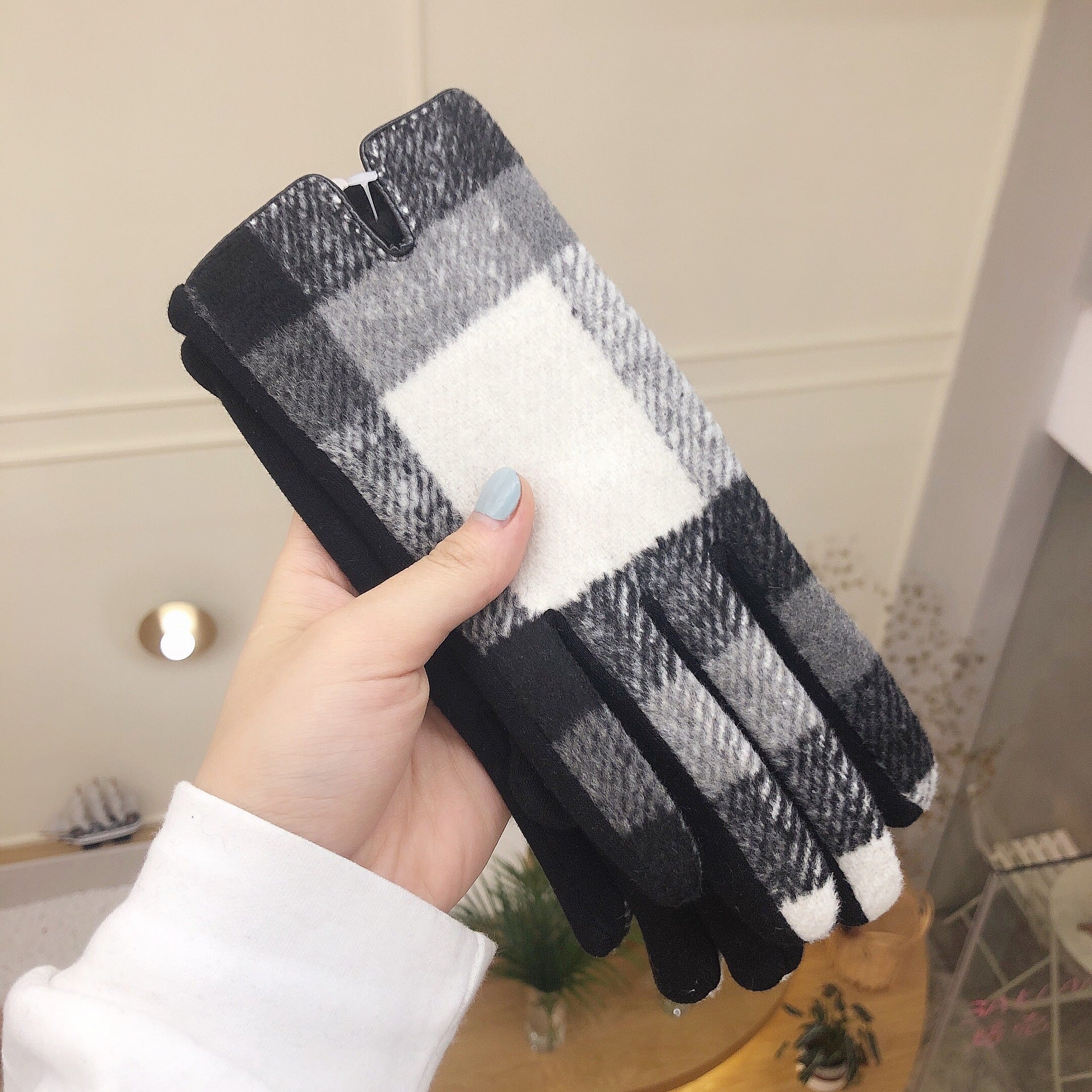 Wholesale Gloves Woolen Houndstooth Warm Touch Screen Riding JWE-GS-BoY001