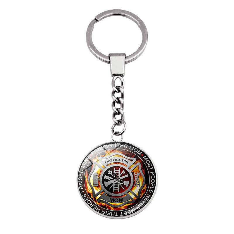 Wholesale Keychains Alloy Glass Rescue Firefighter Time Stone JWE-KC-JiaY008