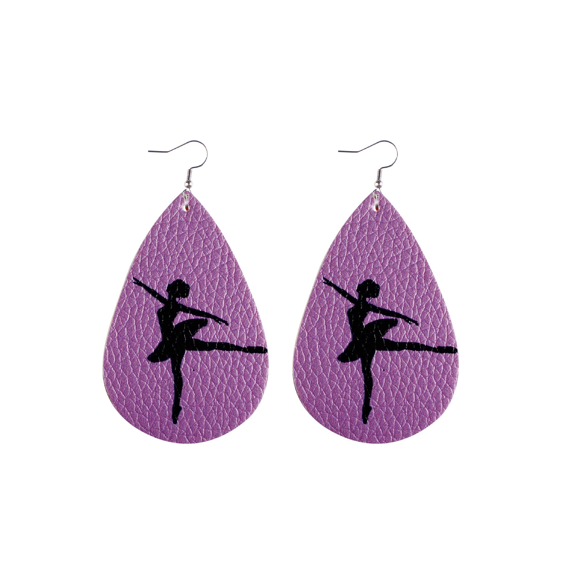 Wholesale Earrings Leather Ballet Dancer Girl Print MOQ≥2 JWE-ES-TianPi029