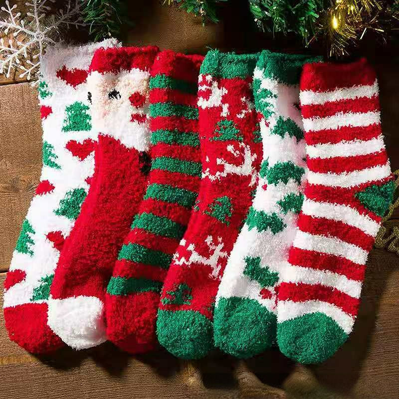 Wholesale Fuzzy Socks Coral Fleece Autumn Winter Thick Sleeping Socks Christmas JWE-SK-XiaoZ003