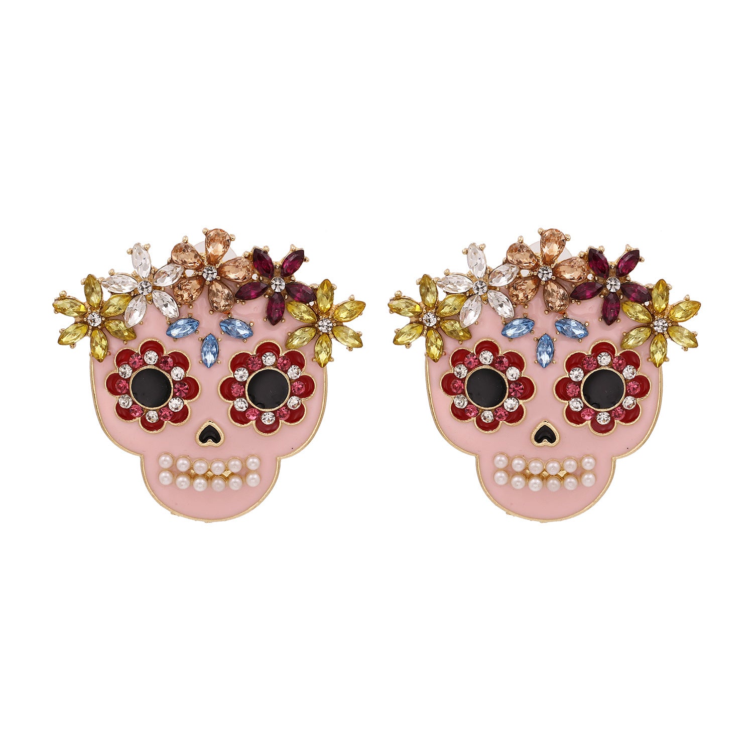 Wholesale Earrings Alloy Halloween Skull Diamond Ear Studs JWE-ES-JJ256