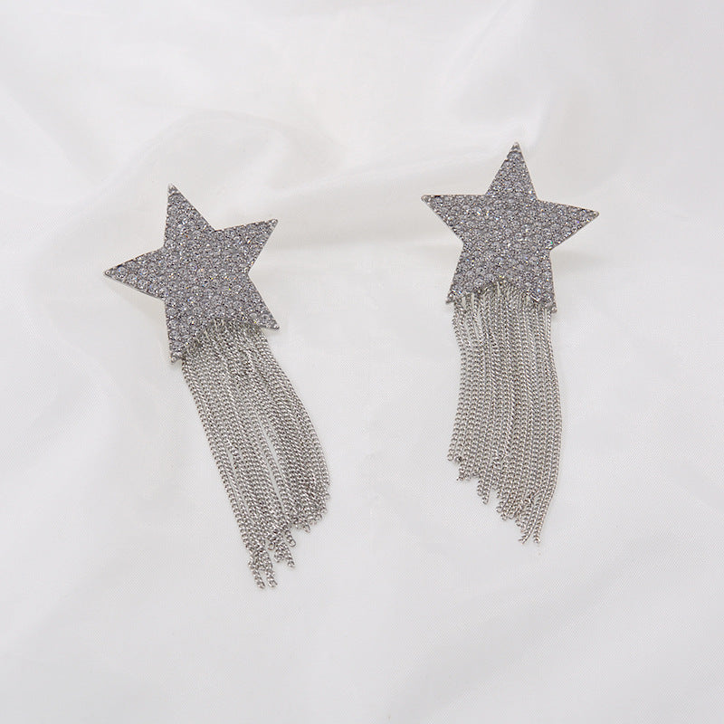 Wholesale Pentagram Tassel Earrings Long Section JWE-ES-PREMNT003