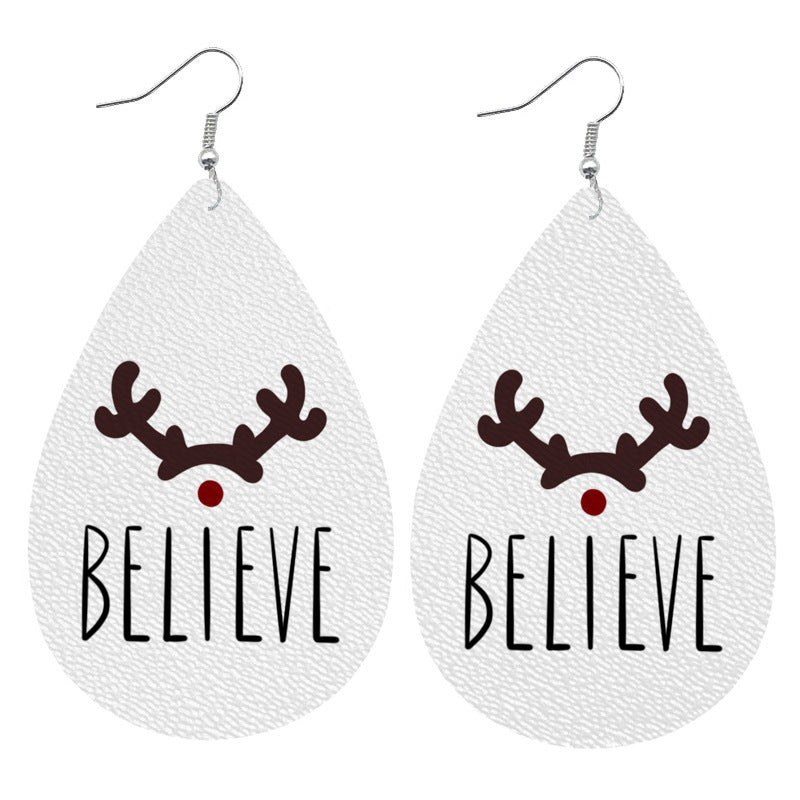Wholesale Earrings Leather Christmas Elk Lantern Sun Flower MOQ≥3 JWE-ES-HeYi073