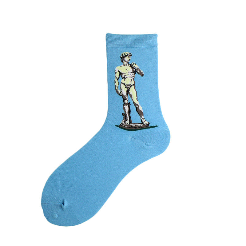 Wholesale Oil Painting Cotton Socks Breathable Men's Socks JWE-SK-Kaf029