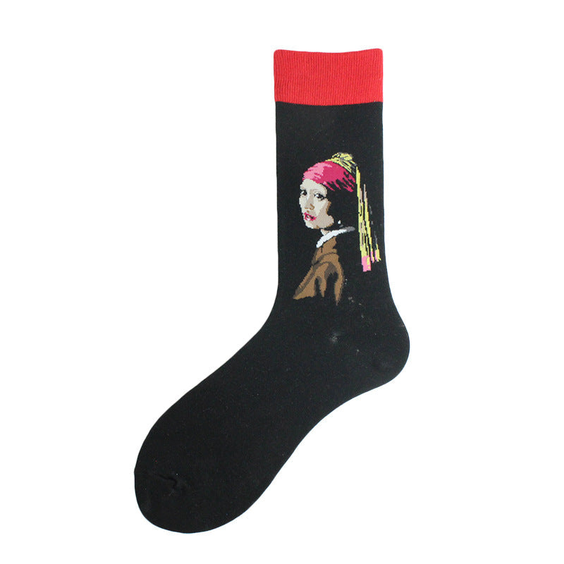 Wholesale Oil Painting Cotton Socks Breathable Men's Socks JWE-SK-Kaf030