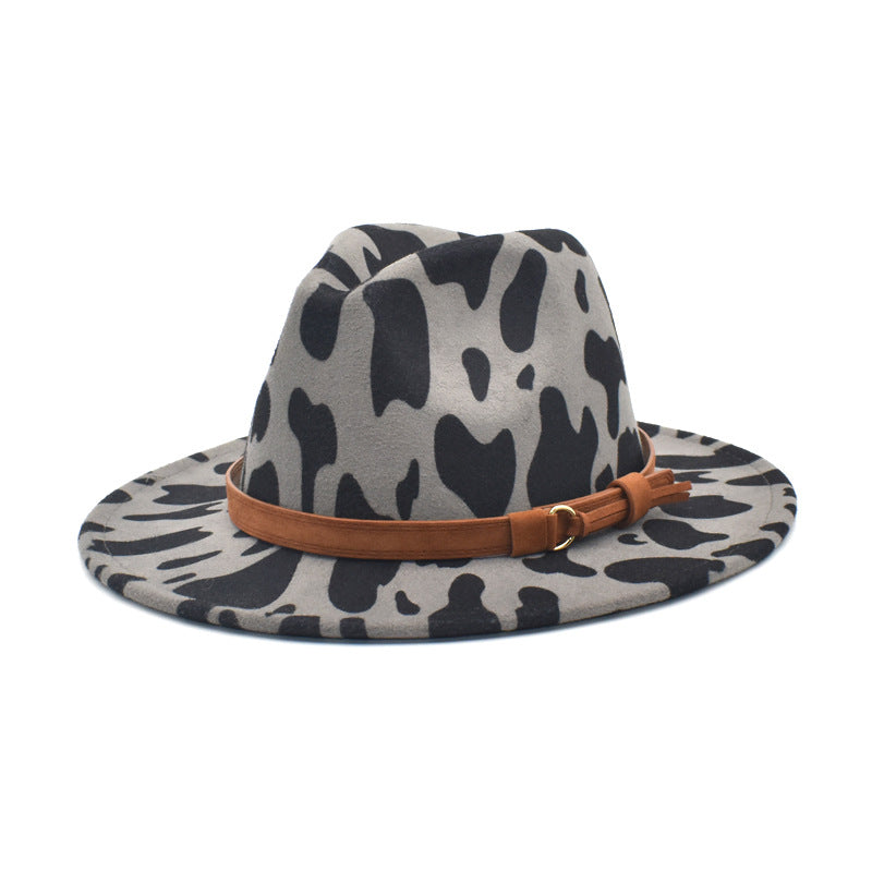 Wholesale Hats Wool Cow Pattern Jazz Hats JWE-FH-ShunMa032