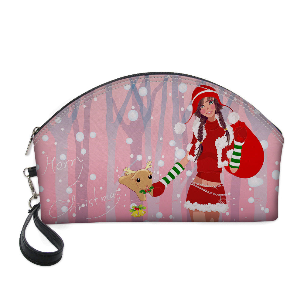 Wholesale Cosmetic Bag PU Christmas Cartoon Pattern Waterproof MOQ≥3 JWE-CB-Haik001