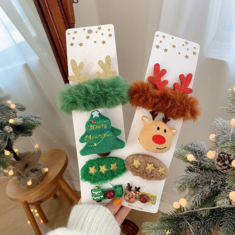 Wholesale Hair Clips Plush Set of Four Children Christmas Cartoon MOQ≥2 JWE-HC-HEMA001