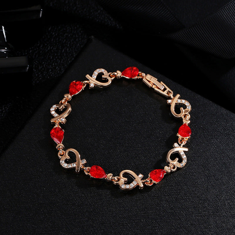 Wholesale Bracelet Alloy Heart Openwork Diamond Ladies JWE-BT-XingLan006
