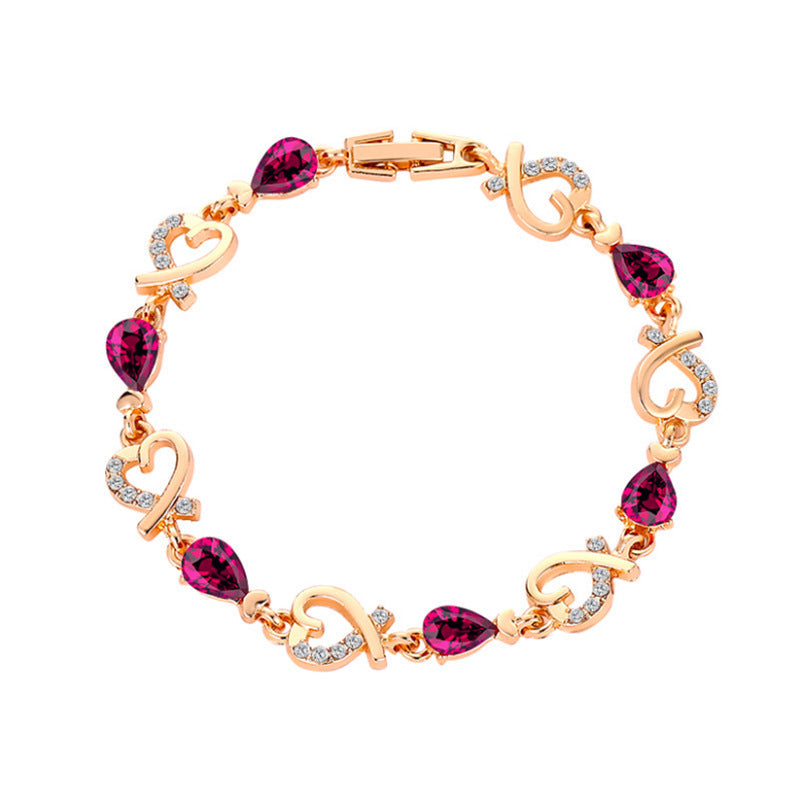 Wholesale Bracelet Alloy Heart Openwork Diamond Ladies JWE-BT-XingLan006
