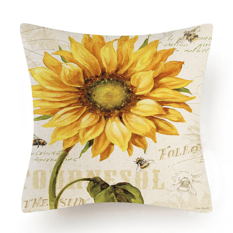 Wholesale Pillowcase Linen Sunflower Thanksgiving Without Pillow JWE-PW-Mengde007