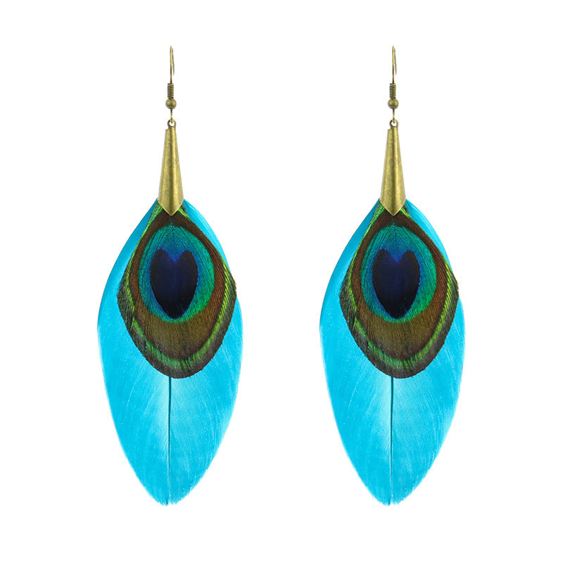 Wholesale Earring Alloy Vintage Peacock Feathers MOQ≥2 JWE-ES-HH037
