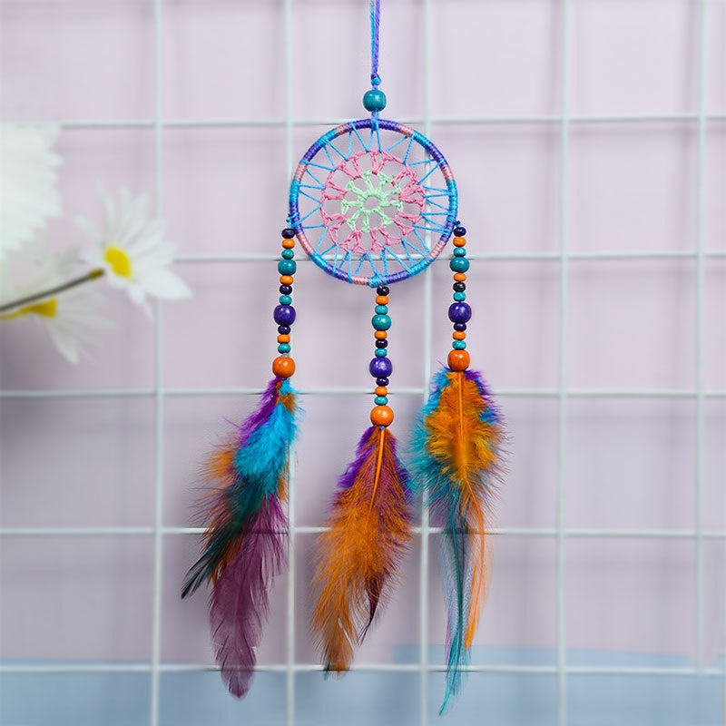Wholesale Car Accessories Iron Hoop Feather Ethnic Color Hand Knit MOQ≥2 JWE-CA-MYing004