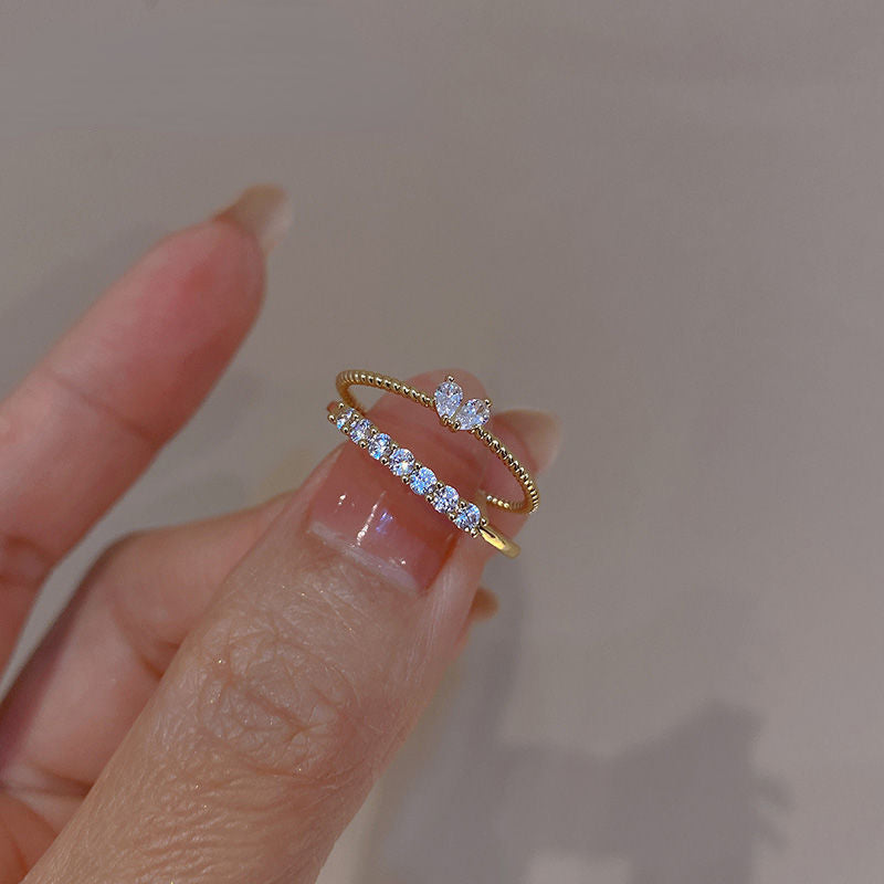 Wholesale Rings Copper Heart Adjustable Ring Set MOQ≥2 JWE-RS-YanB005