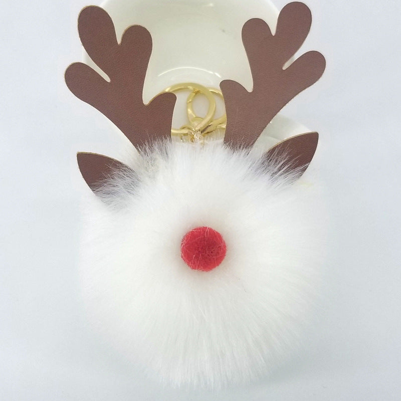 Wholesale Keychains Imitation Rabbit Fur PU Christmas Elk MOQ≥2 JWE-KC-Yongz014