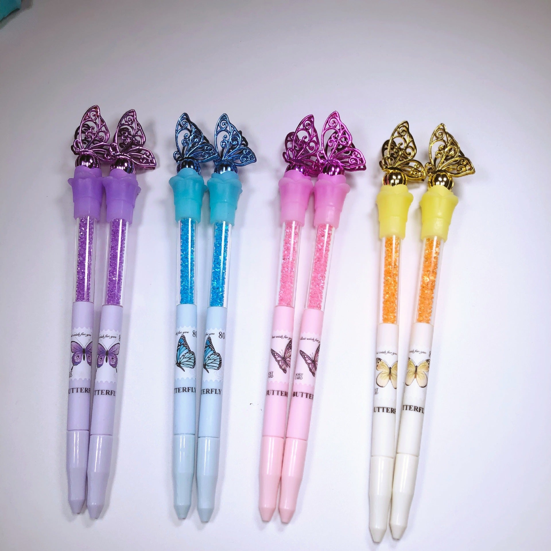 Wholesale Ballpoint Pen Plastic Butterfly Flash Diamond Neutral Pen JWE-BP-YiGe034