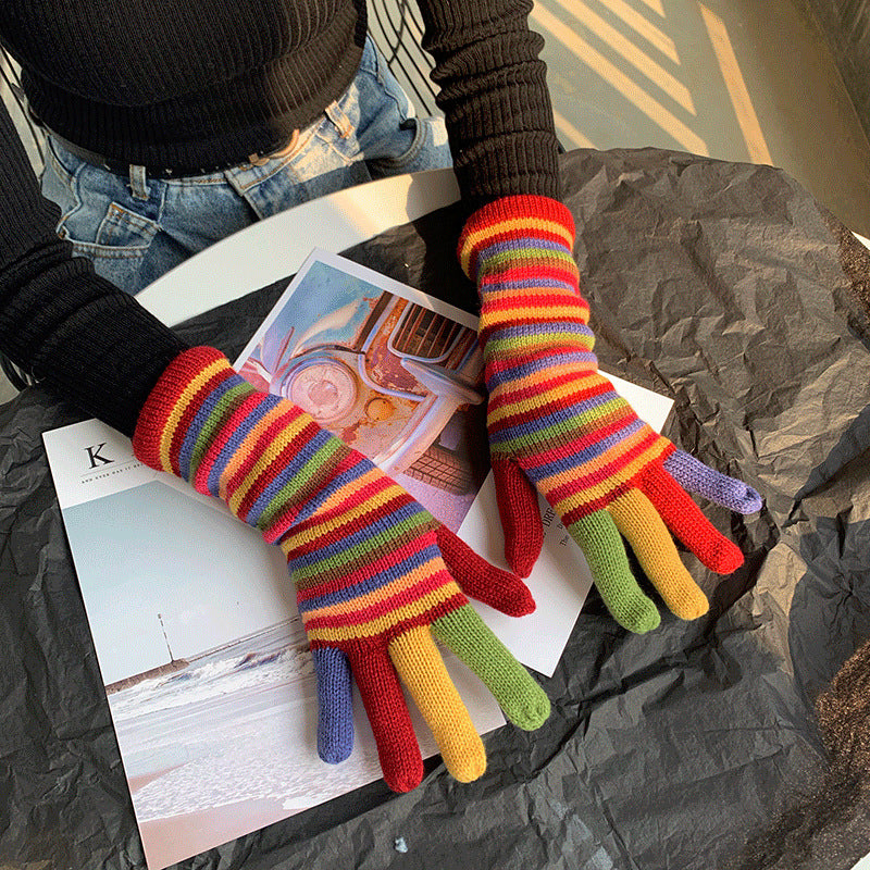 Wholesale Gloves Knitted Rainbow Split Finger JWE-GS-YuNuo007