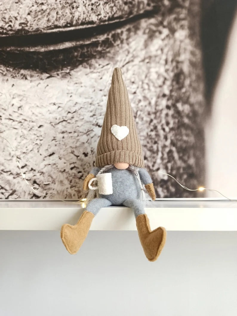 Wholesale Christmas Knitted Faceless Doll Hanging Legs Hand Grinding Coffee MOQ≥2 JWE-DCN-HB013