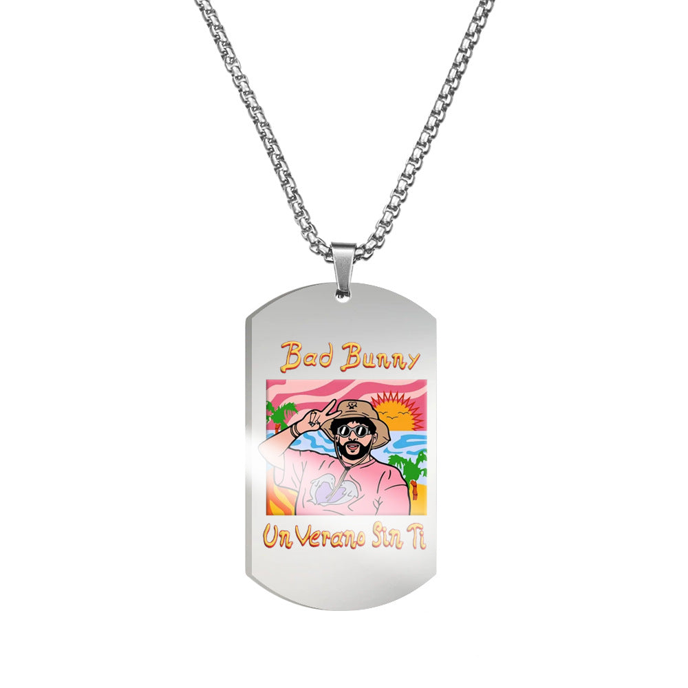 Wholesale Necklace Stainless Steel Color Print Military Brand MOQ≥2 (F) JWE-NE-HuanYu005
