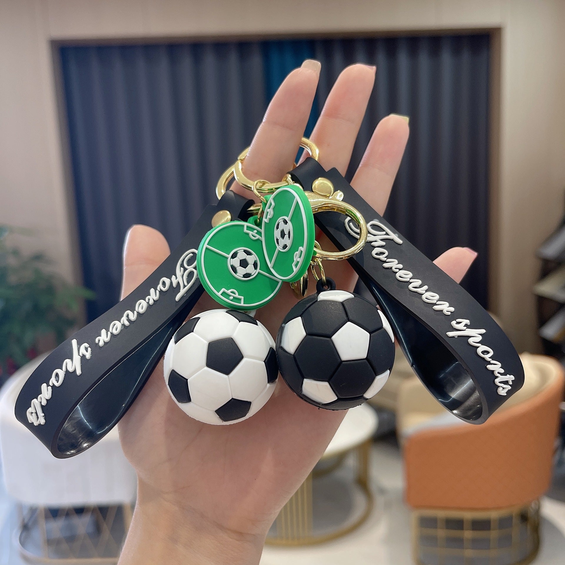 Wholesale Keychain PVC Soft Rubber Football Souvenir Pendant MOQ≥2 JWE-KC-AnG028