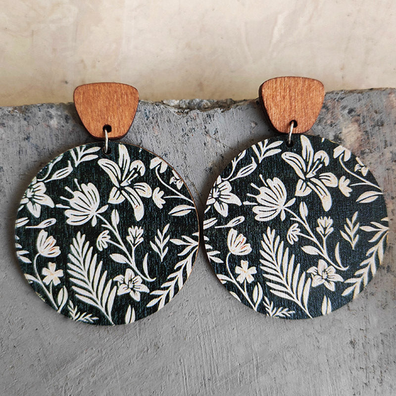 Wholesale Earrings Wooden Boho Vintage Flower Earrings 2pcs JWE-ES-Heyi030