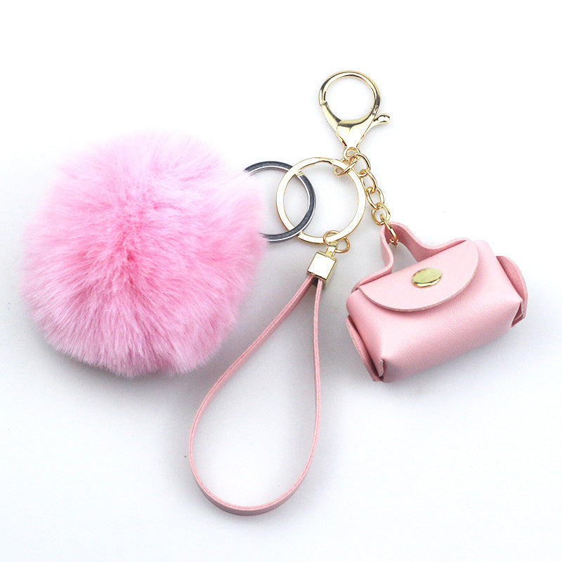 Wholesale Keychains Hairball Leather Bag 2pcs MOQ≥2 JWE-KC-ChaoH060