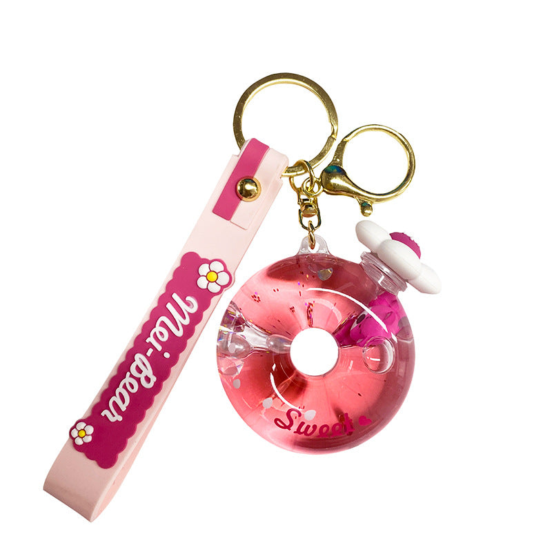 Wholesale Keychain Acrylic Donut Pink Liquid Quicksand JWE-KC-WAN045