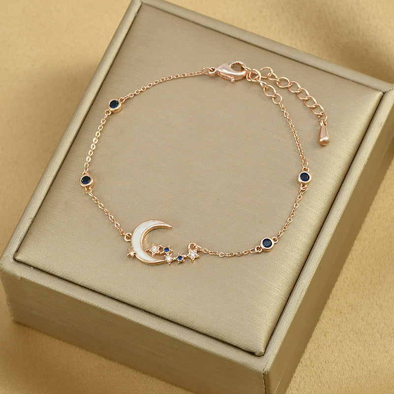 Wholesale Bracelet Copper Inlaid Zircon Shell Moon Bracelet MOQ≥2 JWE-BT-YouH025