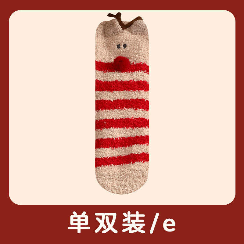 Wholesale Socks Polyester Christmas Gifts Coral Fleece Socks MOQ≥2 JWE-SK-JiaF009