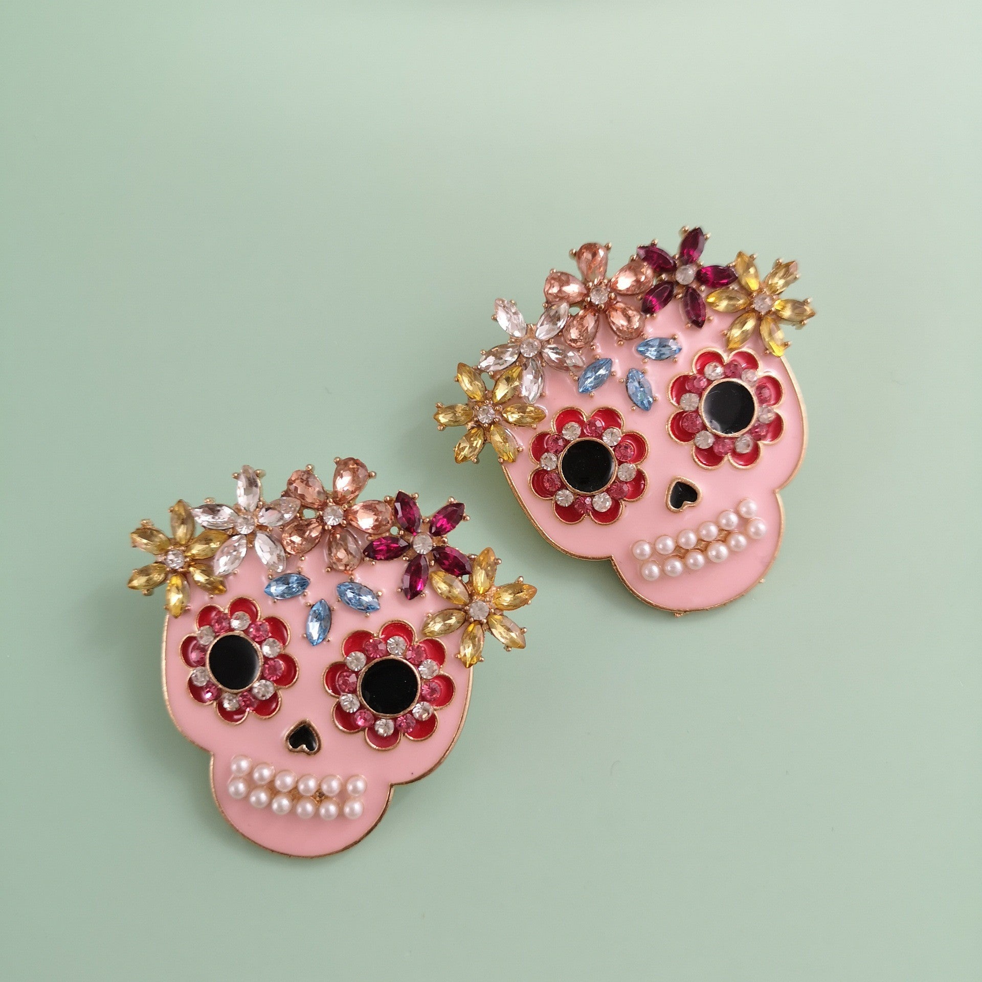 Wholesale Earrings Alloy Halloween Skull Diamond Ear Studs JWE-ES-JJ256