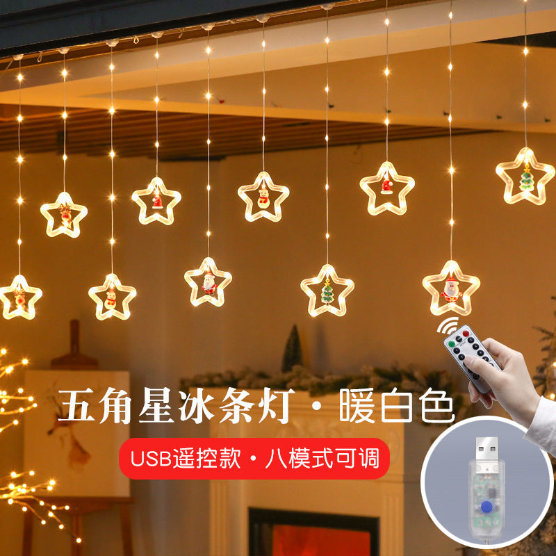 Wholesale Decorative Plastic LED Christmas Light String Ring Curtain Decoration JWE-DCN-XiYing001