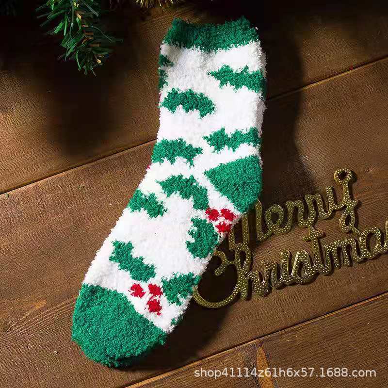 Wholesale Fuzzy Socks Coral Fleece Autumn Winter Thick Sleeping Socks Christmas JWE-SK-XiaoZ003