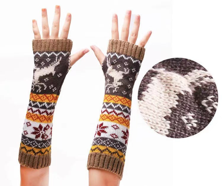 Wholesale Gloves Knitted Christmas Deer Fingerless JWE-GS-BoY003