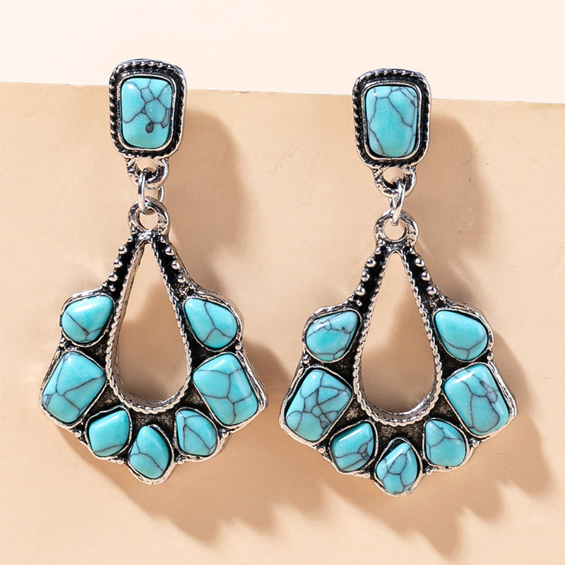 Wholesale Earrings Turquoise Geometric Boho Ethnic MOQ≥2 JWE-ES-haob020