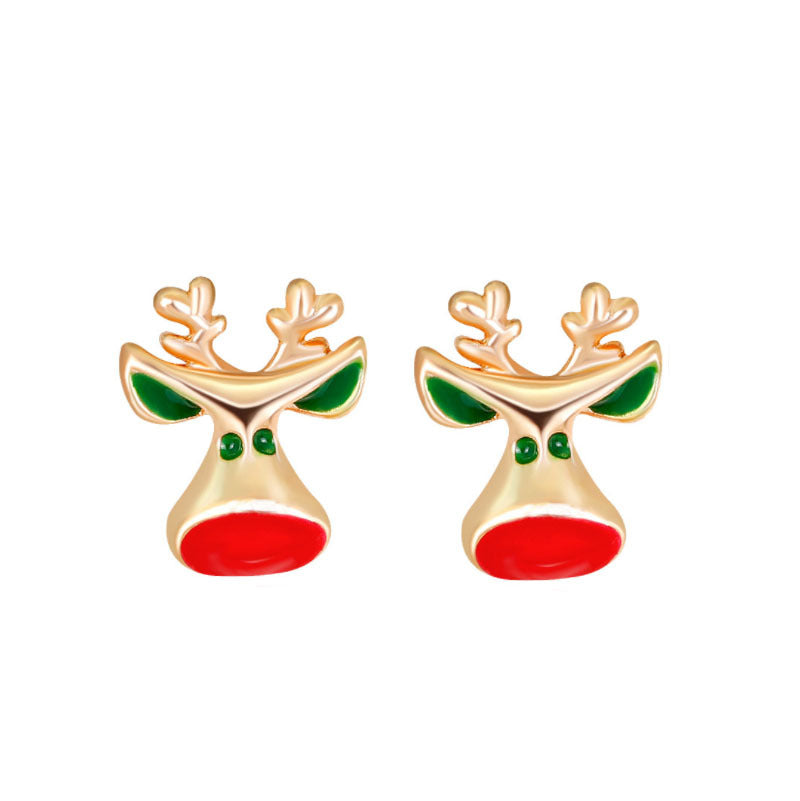 Wholesale Earrings Alloy Enamel Christmas Snowflake Elk Cane JWE-ES-LongX004