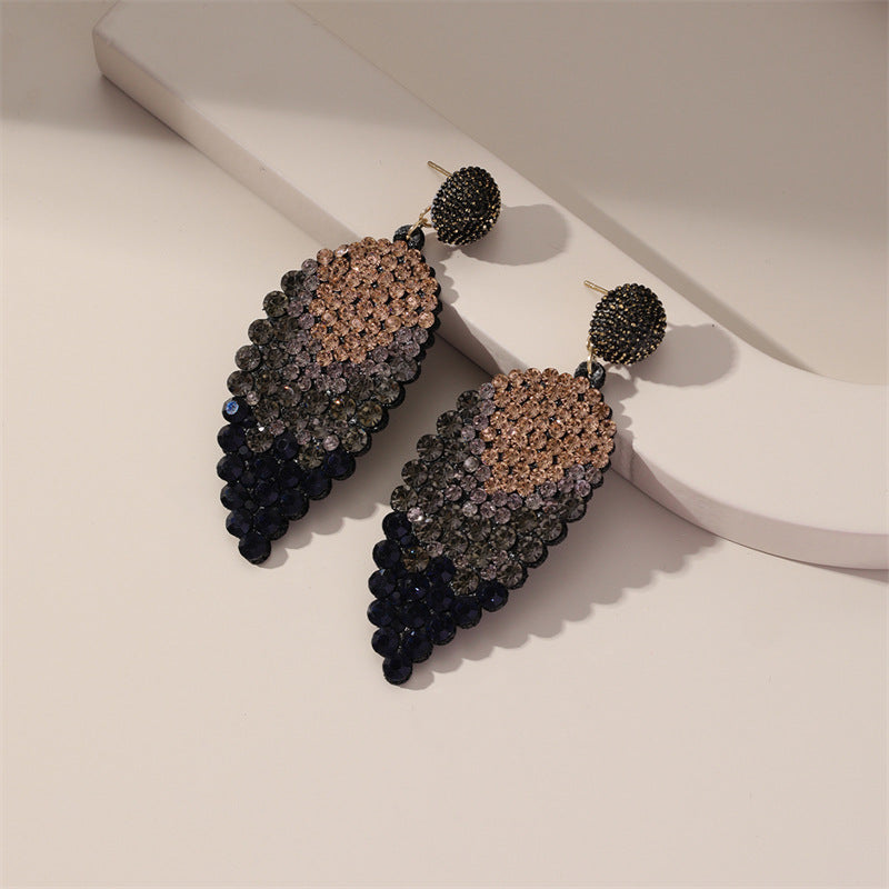 Wholesale Earrings Alloy Crystal Full Diamond Leaves JWE-ES-GuTe022
