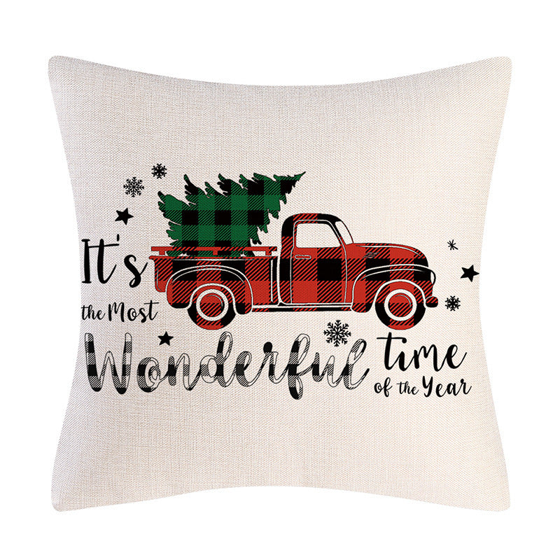 Wholesale Pillowcase Blended Christmas Farm Style Truck Bell Printed JWE-PW-Yiyang003