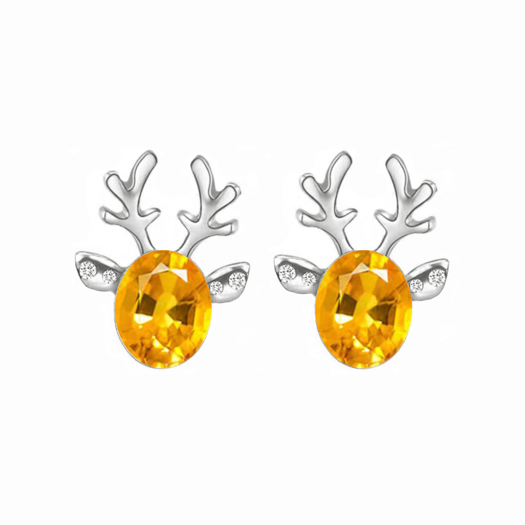 Wholesale Earrings Alloy Christmas Elk Stereo Antlers Crystal Gemstones JWE-ES-LongX002