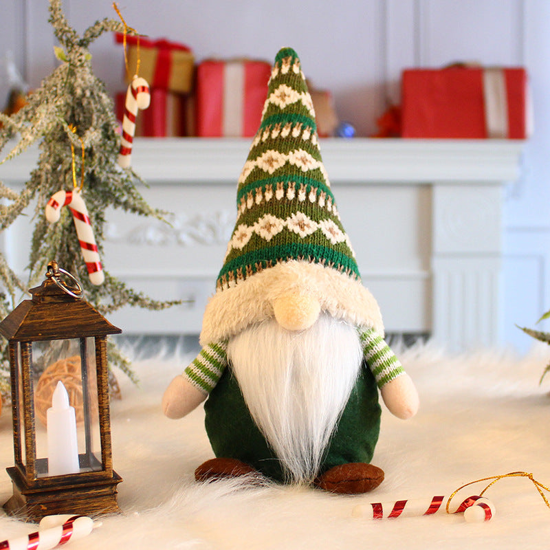 Wholesale Ornament Cloth Christmas Cute Knitted Faceless Old Man Doll JWE-OS-GangL038
