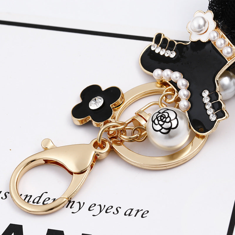 Wholesale Keychains Alloy Little Black Dress Pearls Charm Accessories JWE-KC-CH040