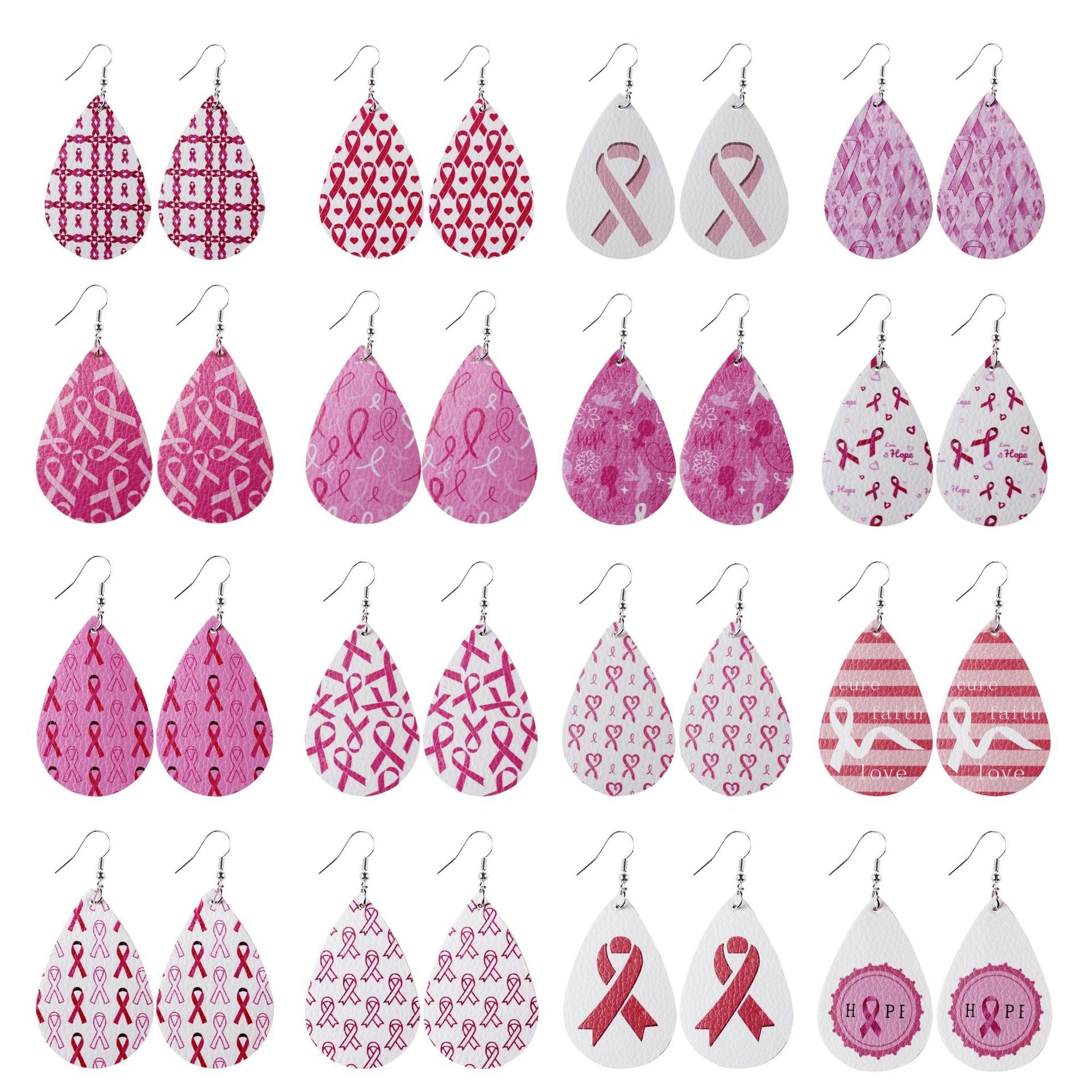 Wholesale Earrings PU Female Breast Pink Ribbon MOQ≥2 JWE-ES-Tianpi009