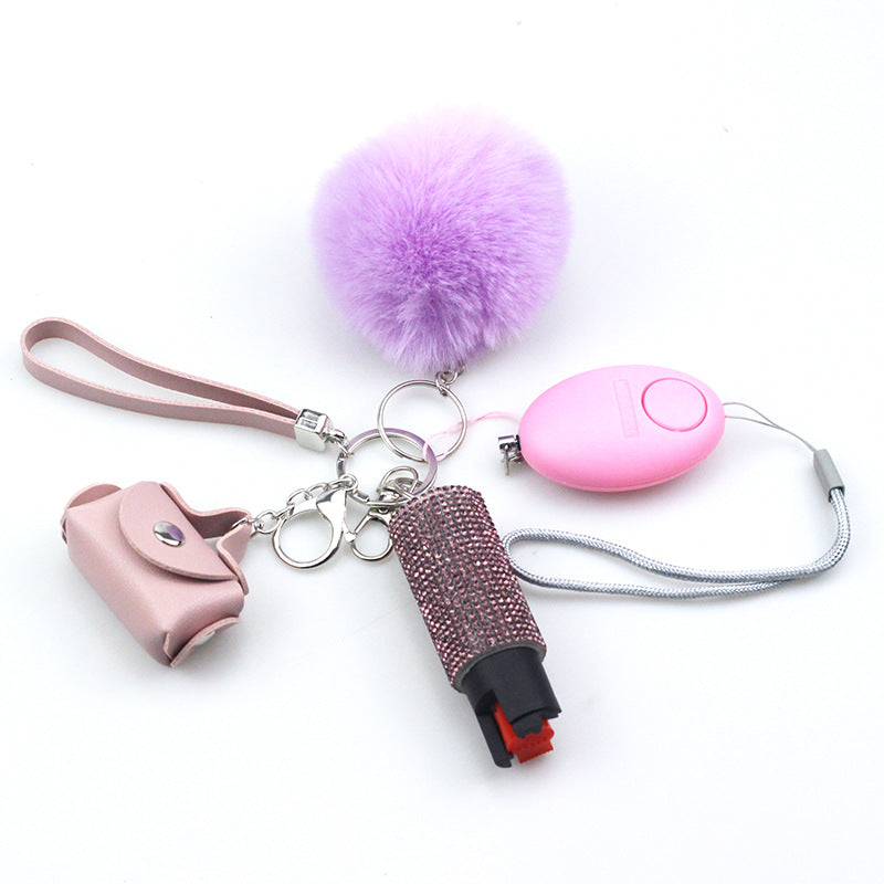 Wholesale Leather Ladies Bag Keychain Hair Pom 4 Pieces Set MOQ≥2 JWE-KC-ChaoH057