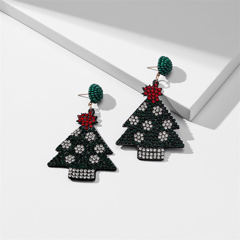 Wholesale Earring Alloy Christmas Tree Santa Claus Diamond Earrings JWE-ES-GuTe031