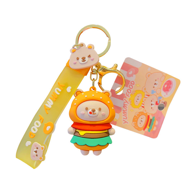 Wholesale Keychains PVC Alloy Cute Gluttonous Bear MOQ≥2 JWE-KC-YDao051