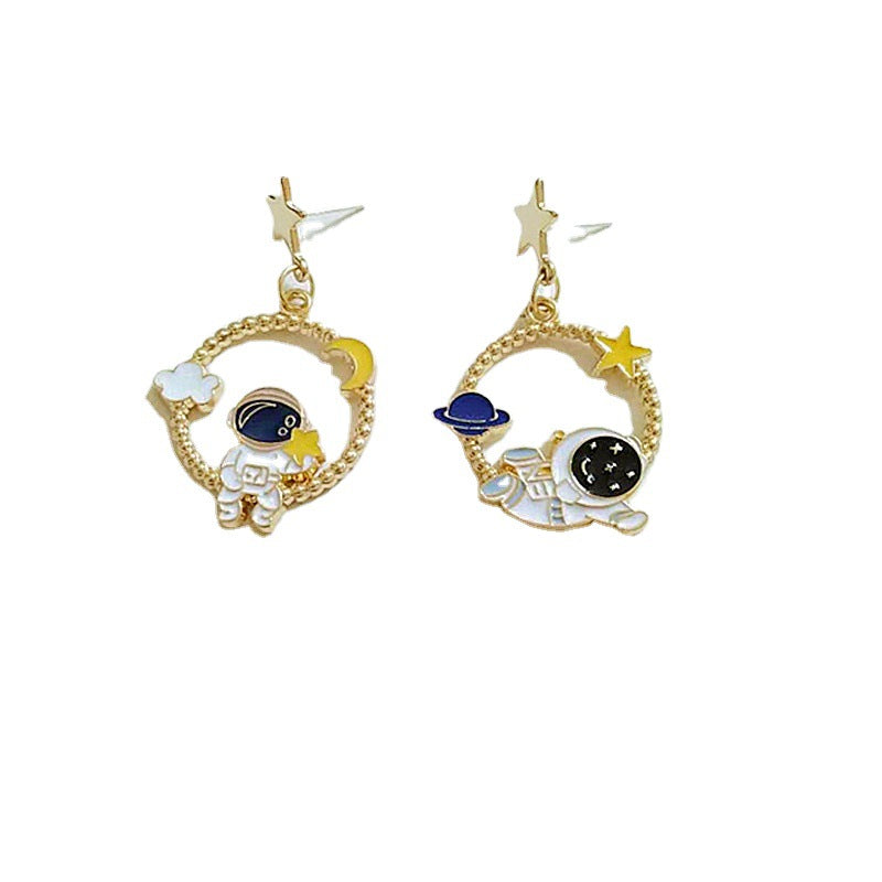 Wholesale Earrings Alloy Enamel Cute Astronaut Star Moon JWE-ES-AiMei017
