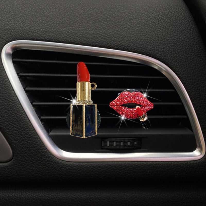 Wholesale Car Accessories Metal Lips Lipstick Diamonds Outlet Perfume Clip MOQ≥2 JWE-CA-ZNYK012
