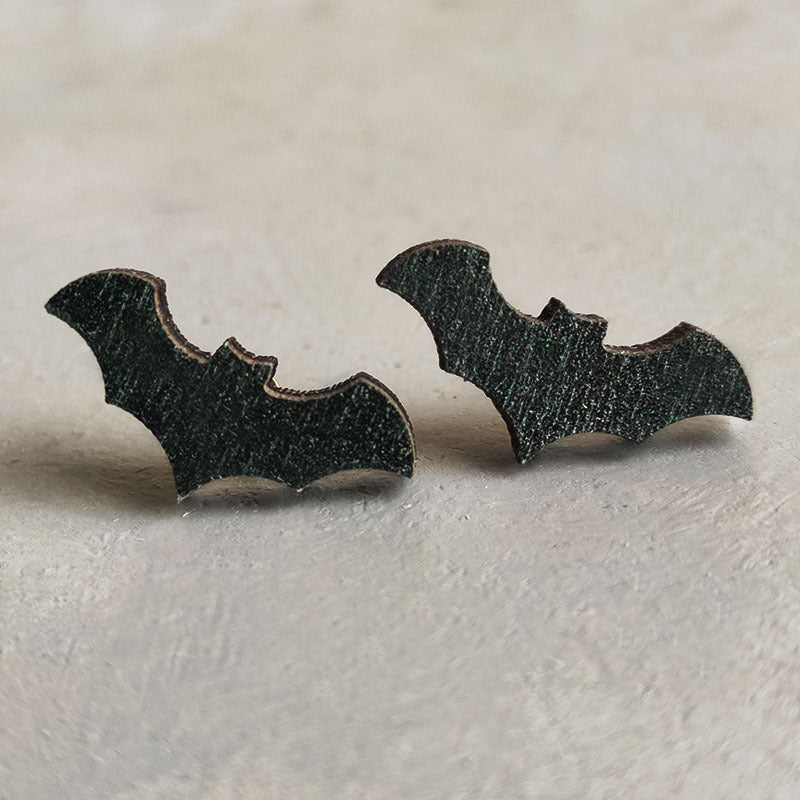 Wholesale Earrings Wooden Halloween Ghost Pumpkin Black Cat Bat Skull 2pcs JWE-ES-Heyi021