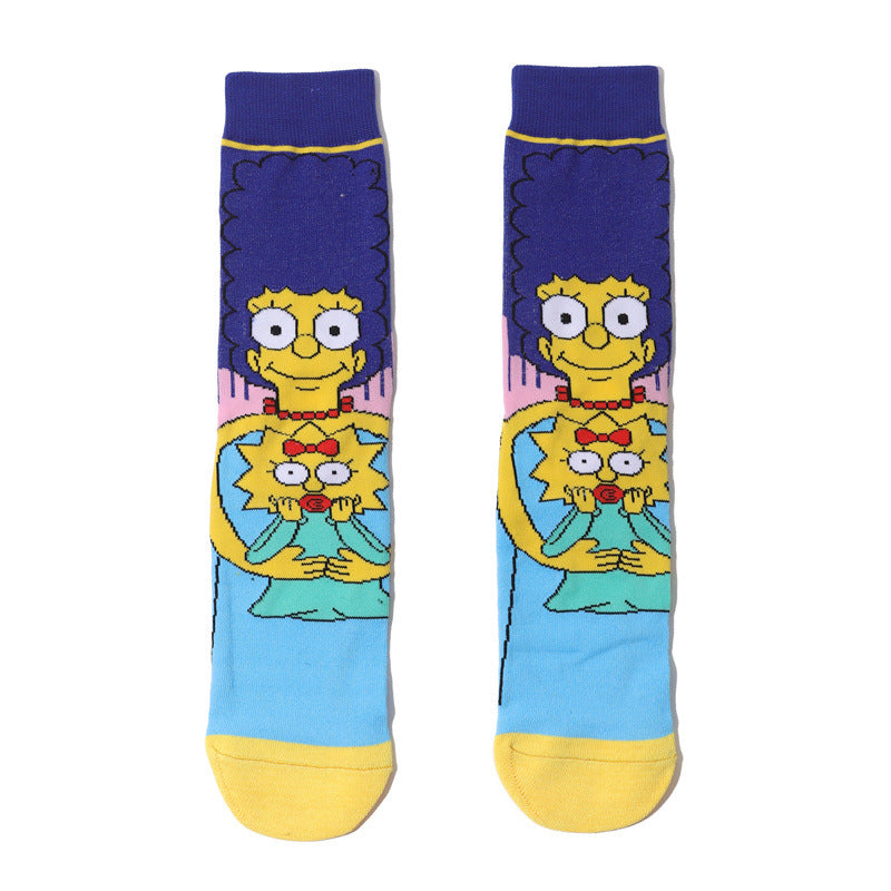 Wholesale socks fabric cartoon medium tube cute character (M) MOQ≥10 JWE-SK-HuiHe001