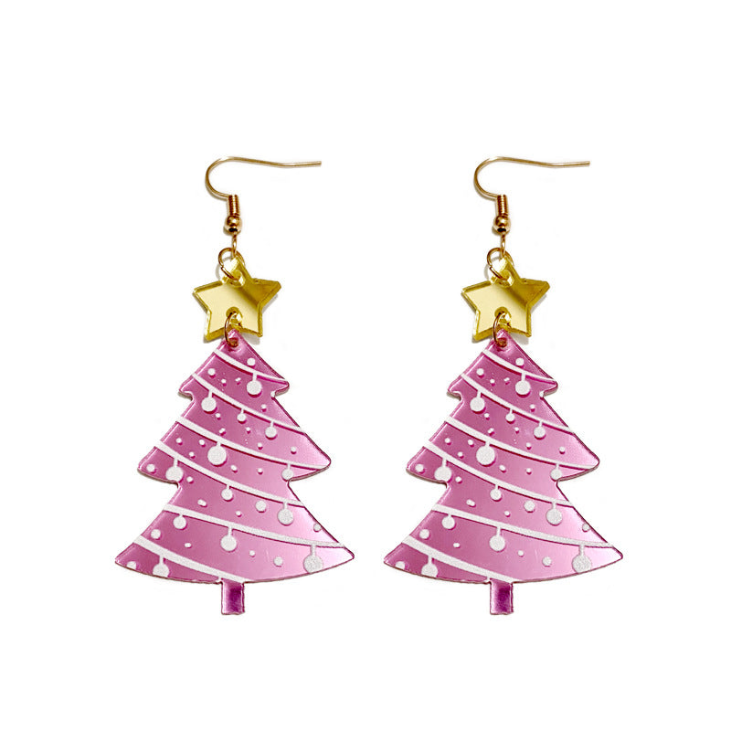 Wholesale Earrings Acrylic Christmas Tree Mirror Glitter MOQ≥2 JWE-ES-Qunyi022